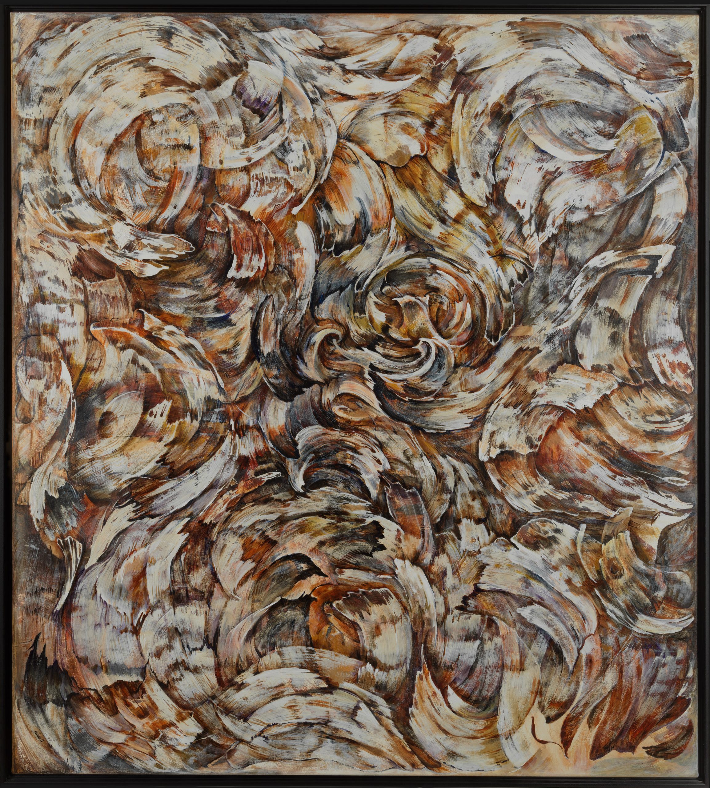 Amber Dance 150 x 160 cm Mixed media and paper on linen