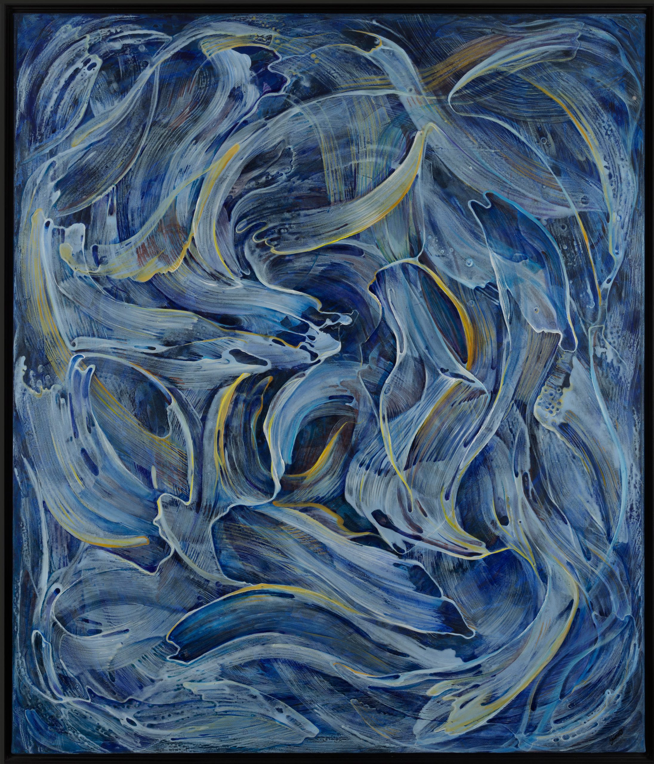 Wax and Wane 120 x 140 cm Mixed media and paper on linen